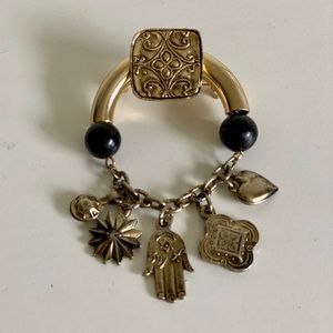 Hamsa charm gold brooch
